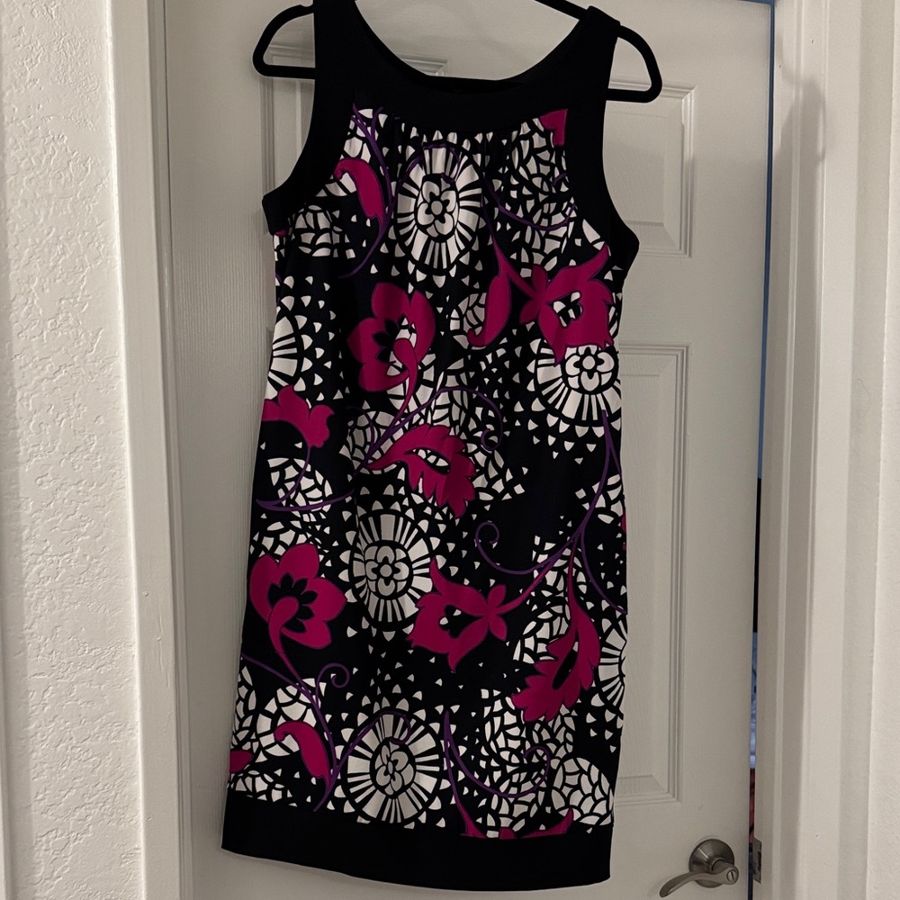 AB Studio Black and Pink Floral Mini Dress